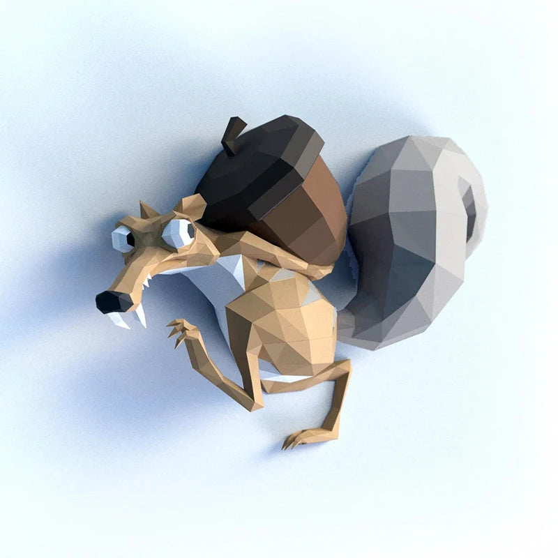 3D Origami Ice Age Squirrel