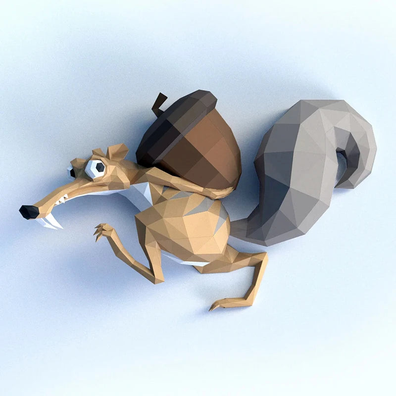 3D Origami Ice Age Squirrel
