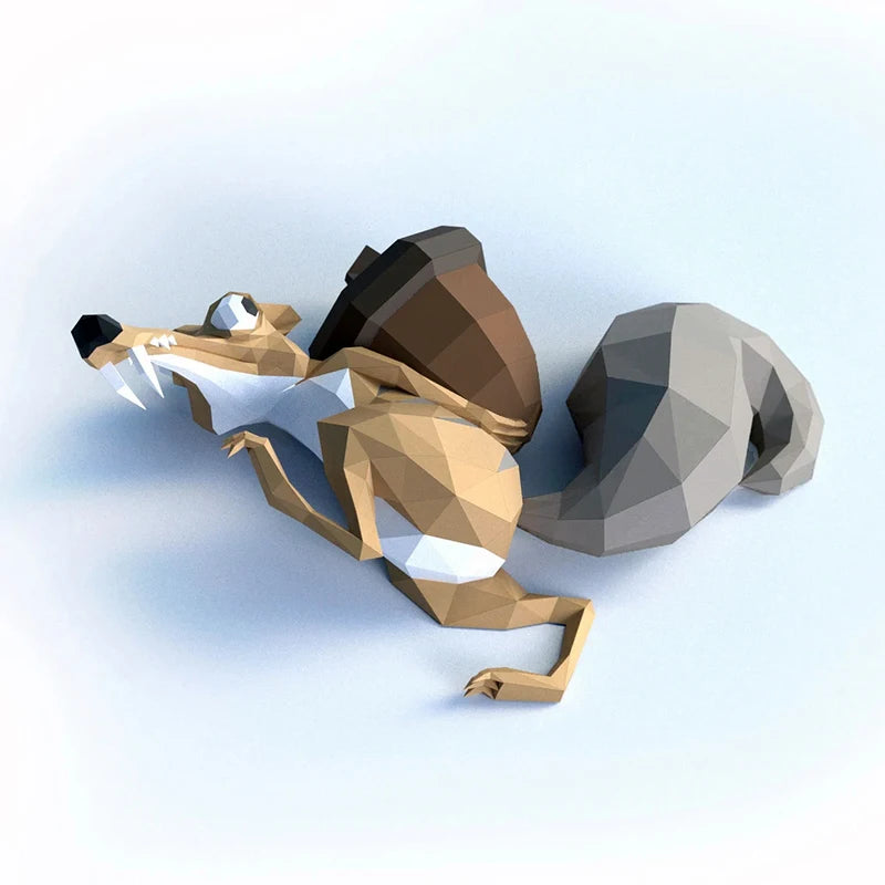 3D Origami Ice Age Squirrel