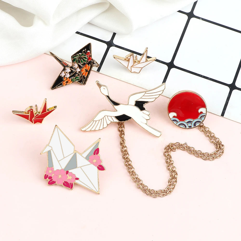 Original origami crane pin