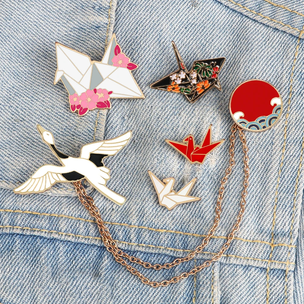 Original origami crane pin